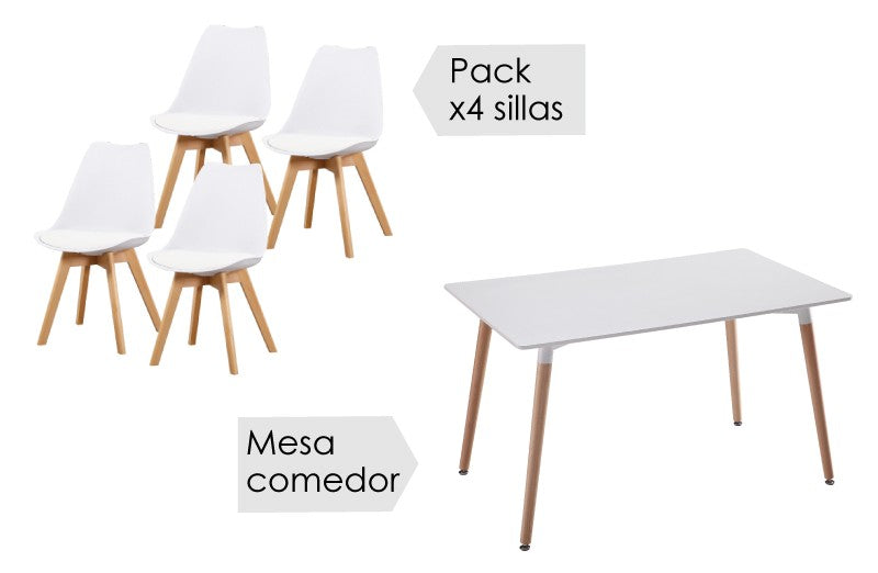 CONJUNTO MESA DINAMARCA+4 SILLAS FINA