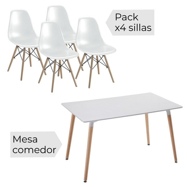 CONJUNTO MESA COCINA DINAMARCA+4 SILLAS