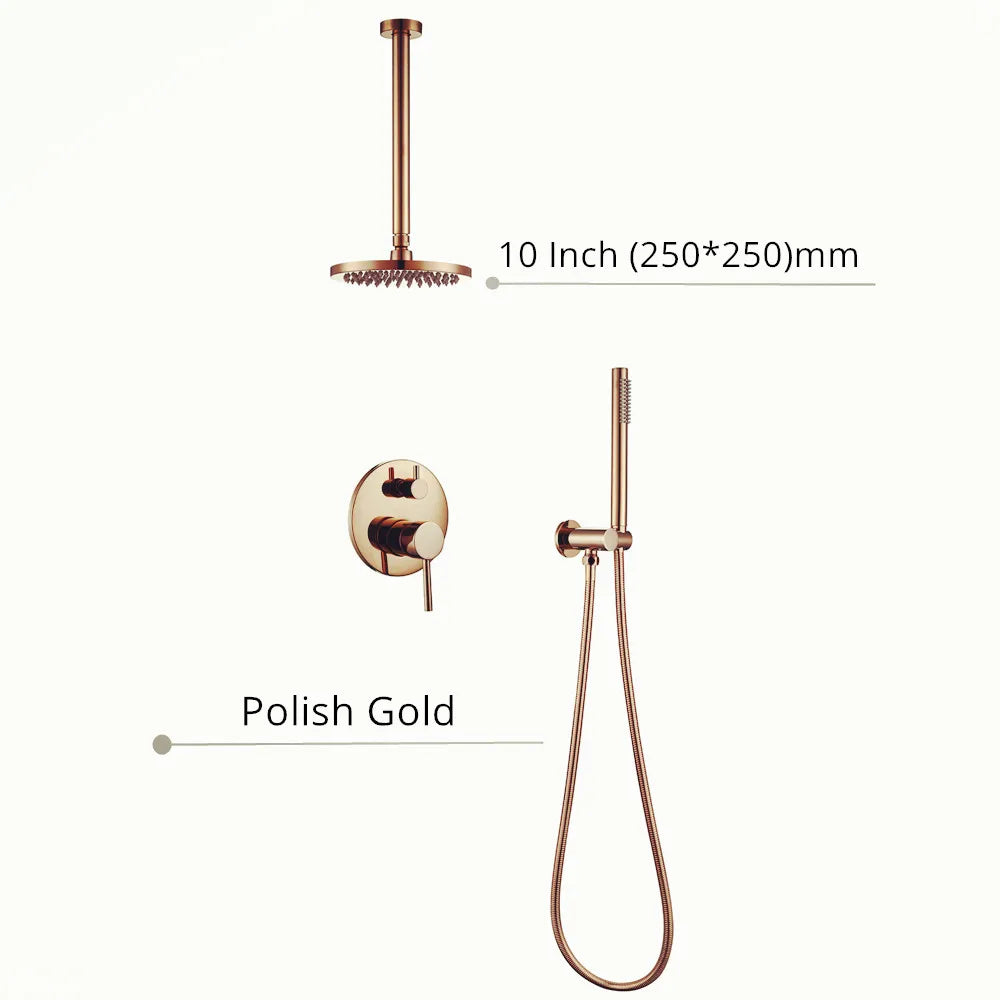 Black Shower System Set Bathroom Faucet Mixer Diverter Tap Brass Ceiling or Wall Arm Handheld Spray with 8-16" Rian Head