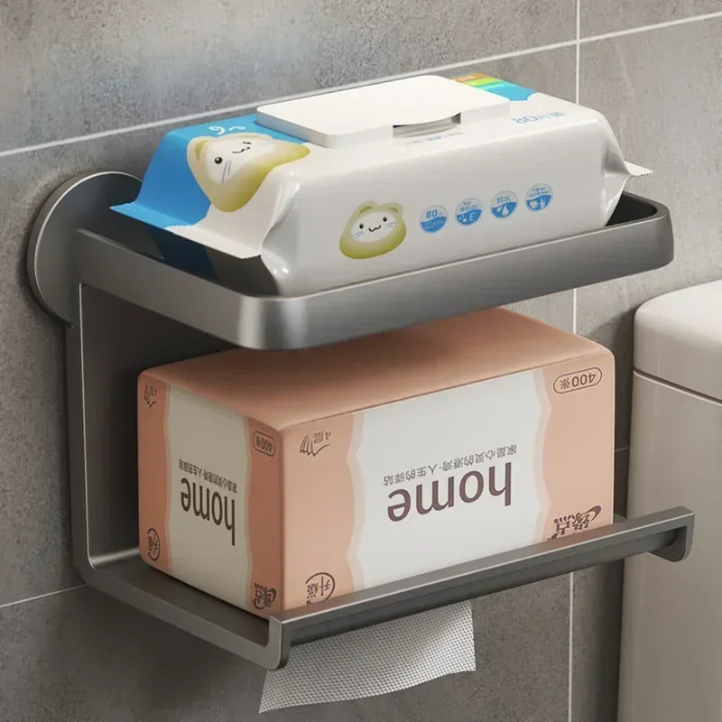 Toilet Paper Holder Stand Wall-Mounted Toilet Paper Dispenser Kitchen Bathroom Storage Rack for Tissue Box Shelf Phone Holde Lij