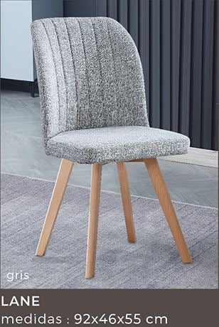 Silla de comedor Lane tapizada patas madera 92x46x55 cm