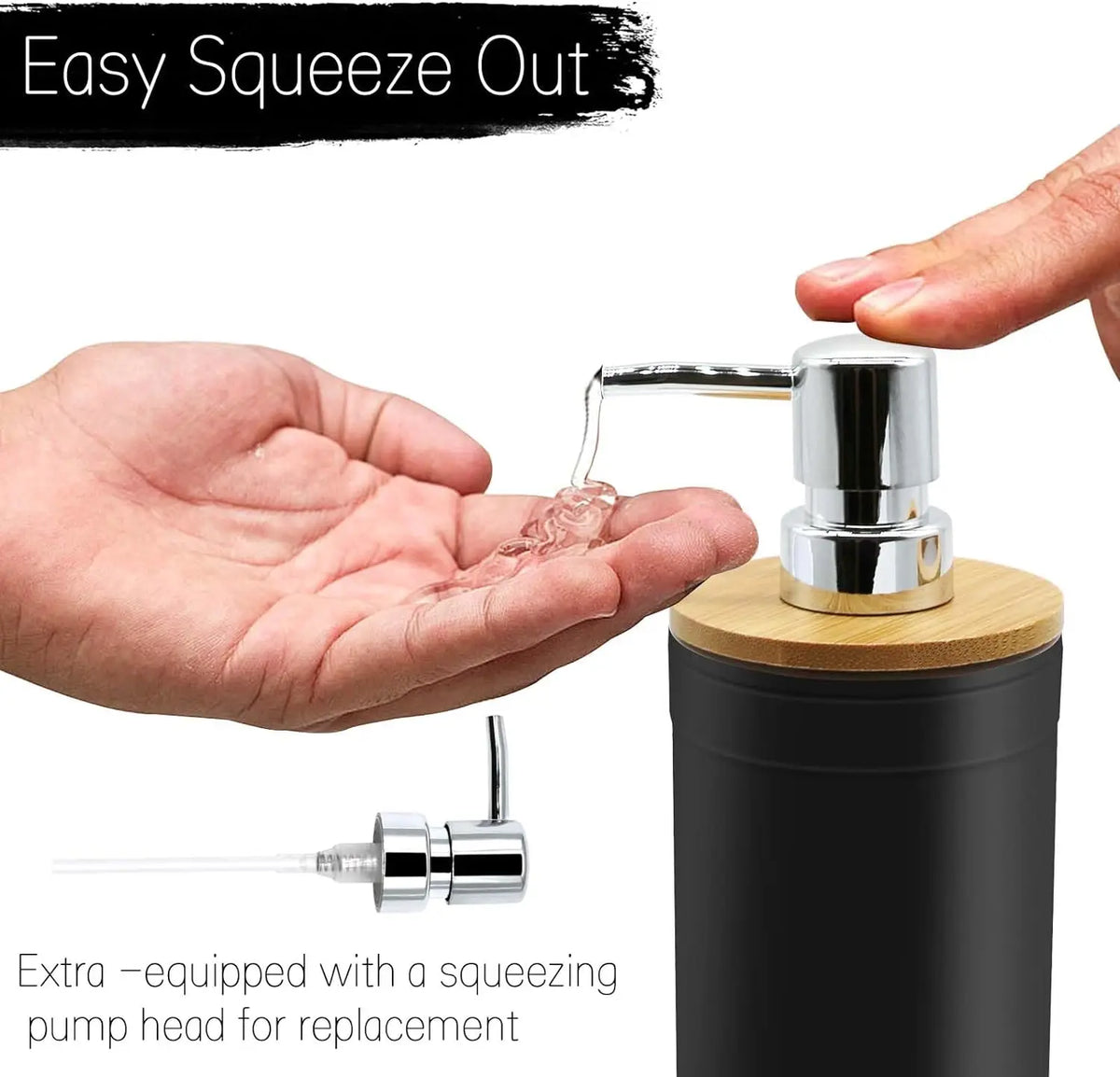 4-Piece Black Bathroom Accessories Set, Plastic Toothbrush Holder with Bamboo Cover, Toothbrush Cup, Lotion Dispenser, Soap Box