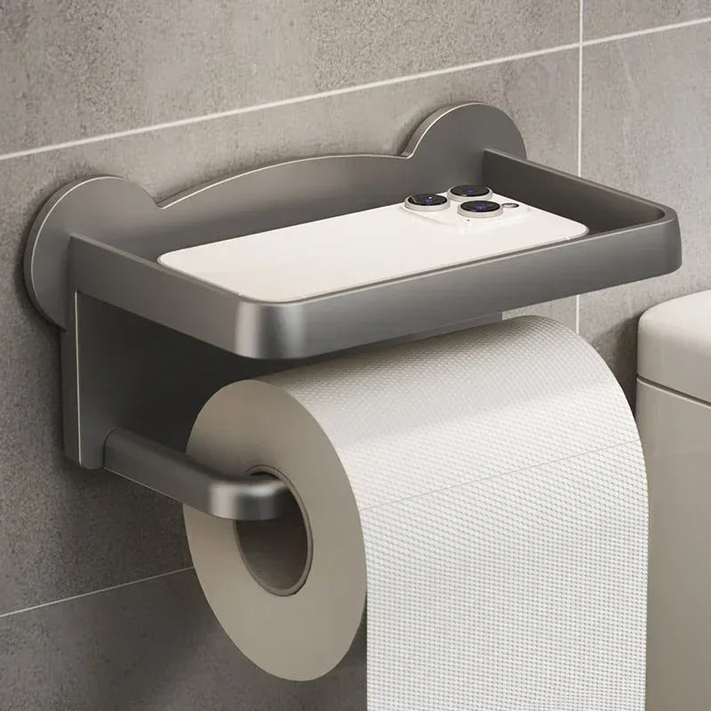 Toilet Paper Holder Stand Wall-Mounted Toilet Paper Dispenser Kitchen Bathroom Storage Rack for Tissue Box Shelf Phone Holde Lij