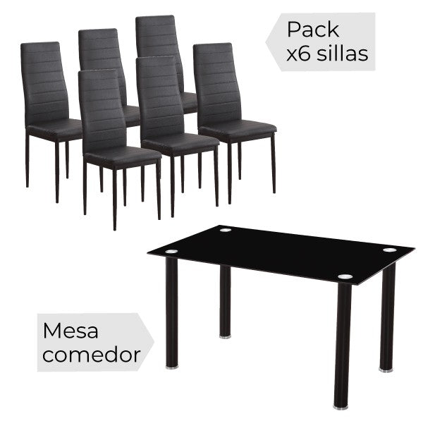JUEGO COMEDOR MESA Y 6 SILLAS EMI BLANCO