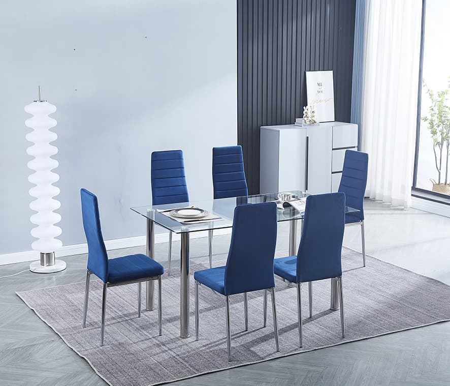 Conjunto Mesa De Comedor Con 6 Sillas Avatar AzuL