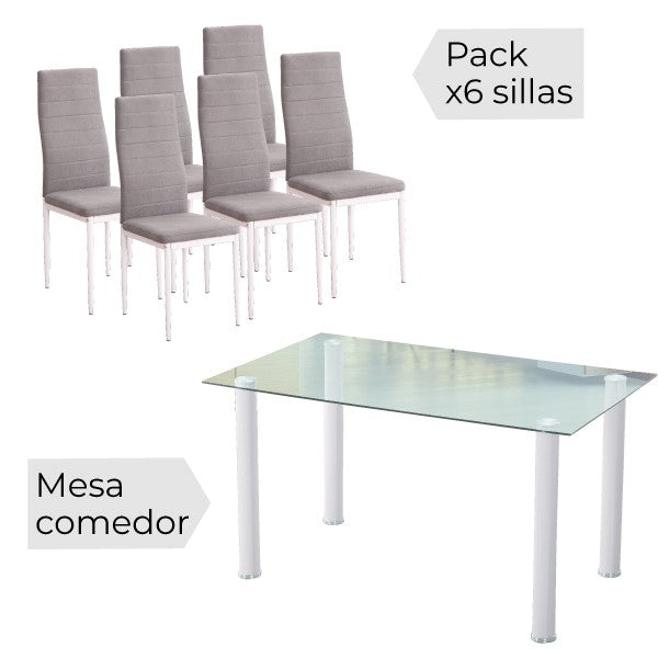 Conjunto de mesa y 6 sillas YURI