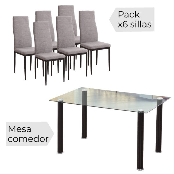 Conjunto de mesa y 6 sillas YURI