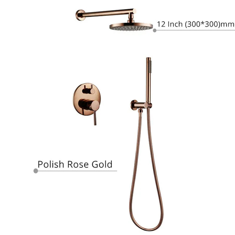 Black Shower System Set Bathroom Faucet Mixer Diverter Tap Brass Ceiling or Wall Arm Handheld Spray with 8-16" Rian Head