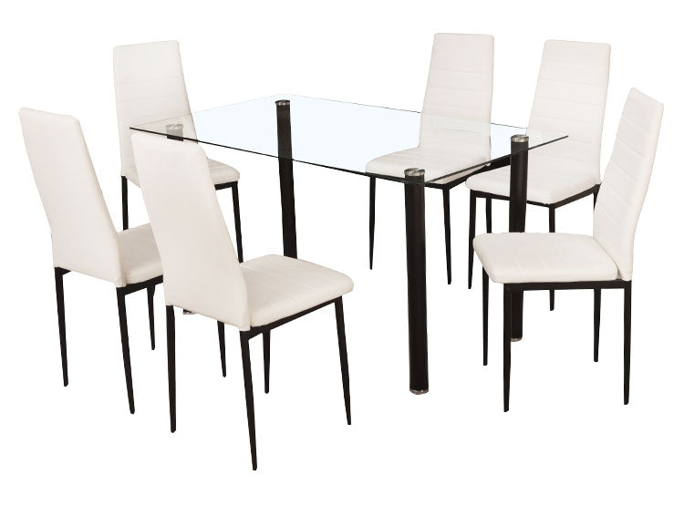JUEGO COMEDOR MESA Y 6 SILLAS EMI BLANCO